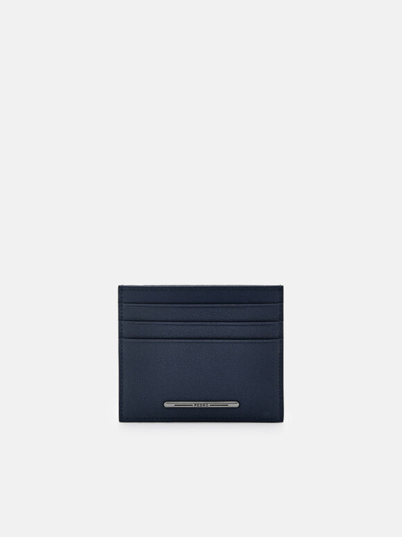 Embossed Leather Card Holder, Navy