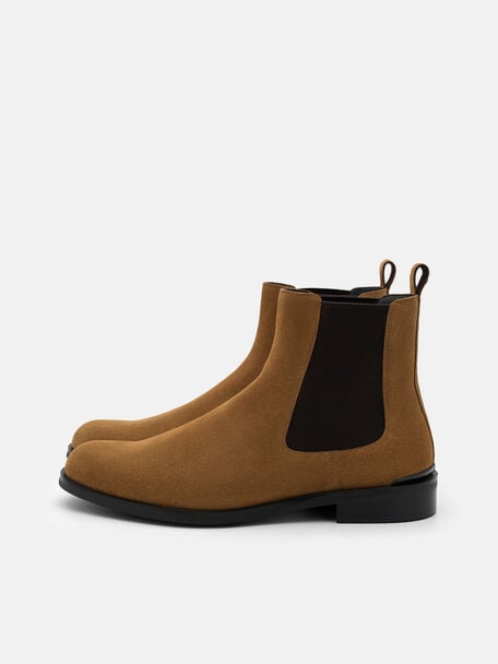Chace Suede Chelsea Boots, Dark Camel Suede