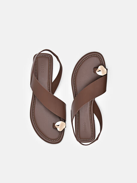 Alexis Leather Slingback Sandals, Dark Brown