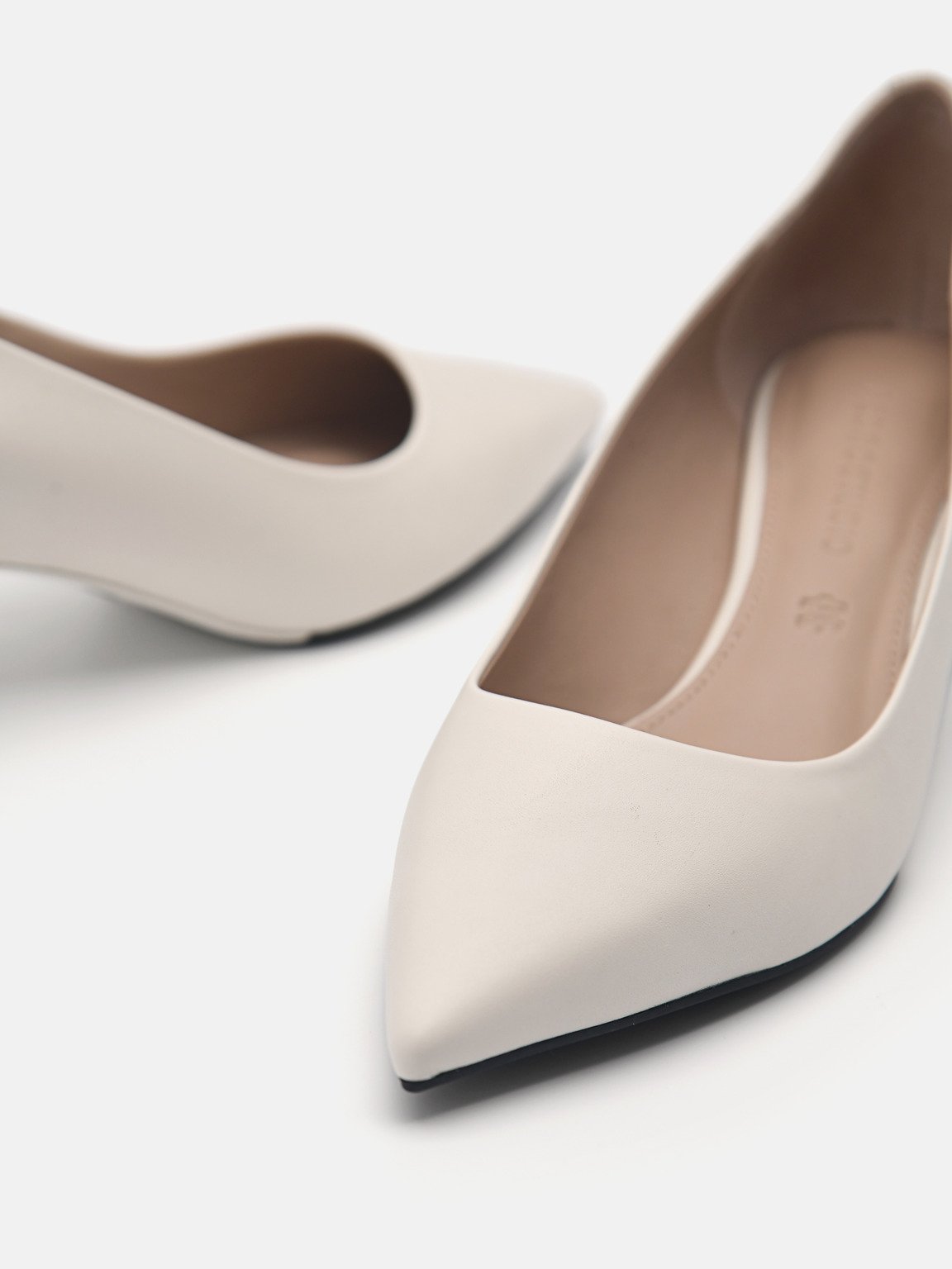 Ines Leather Pumps, Chalk