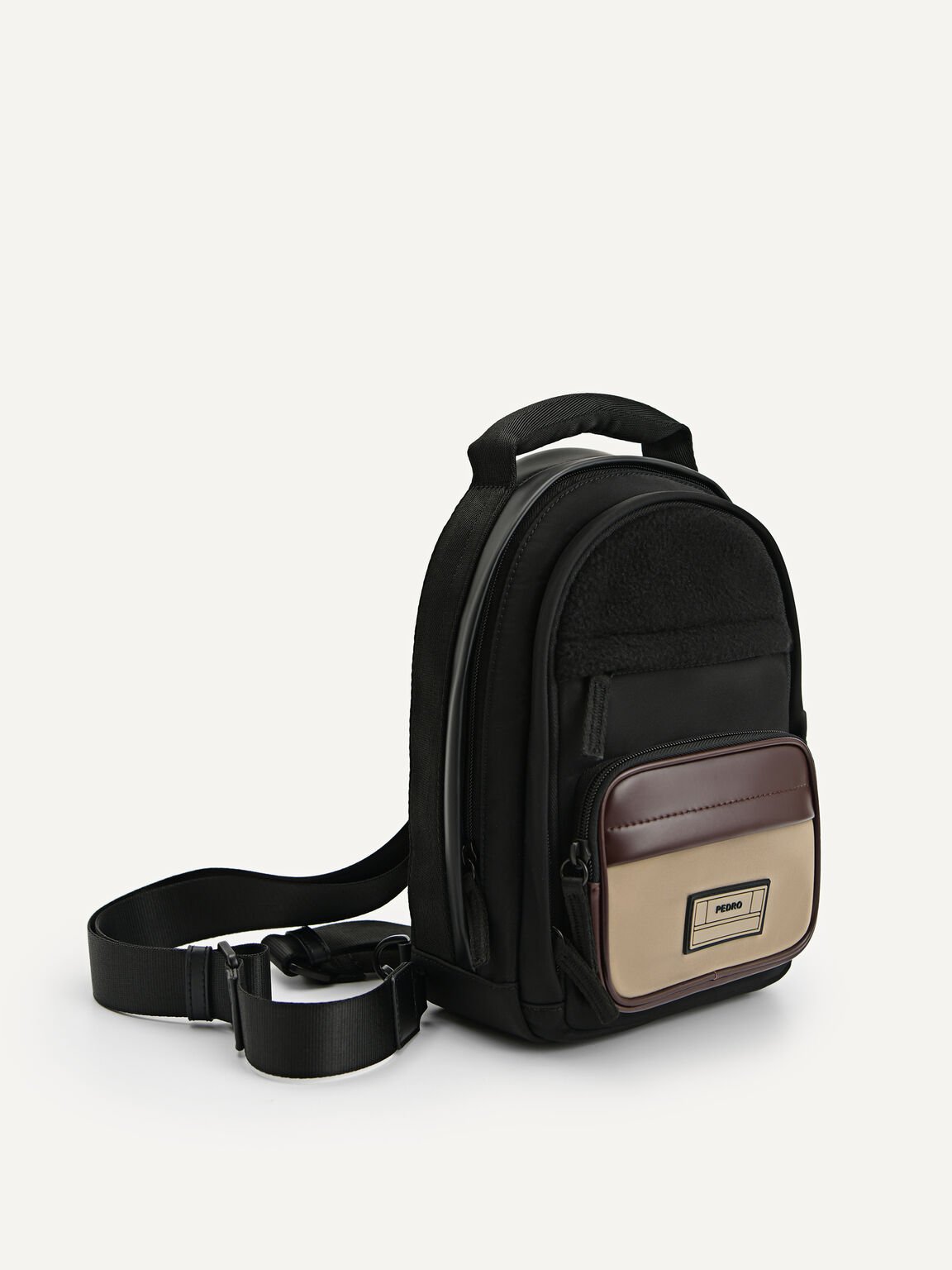 Two-Way Faux Fur Mini Backpack, Black