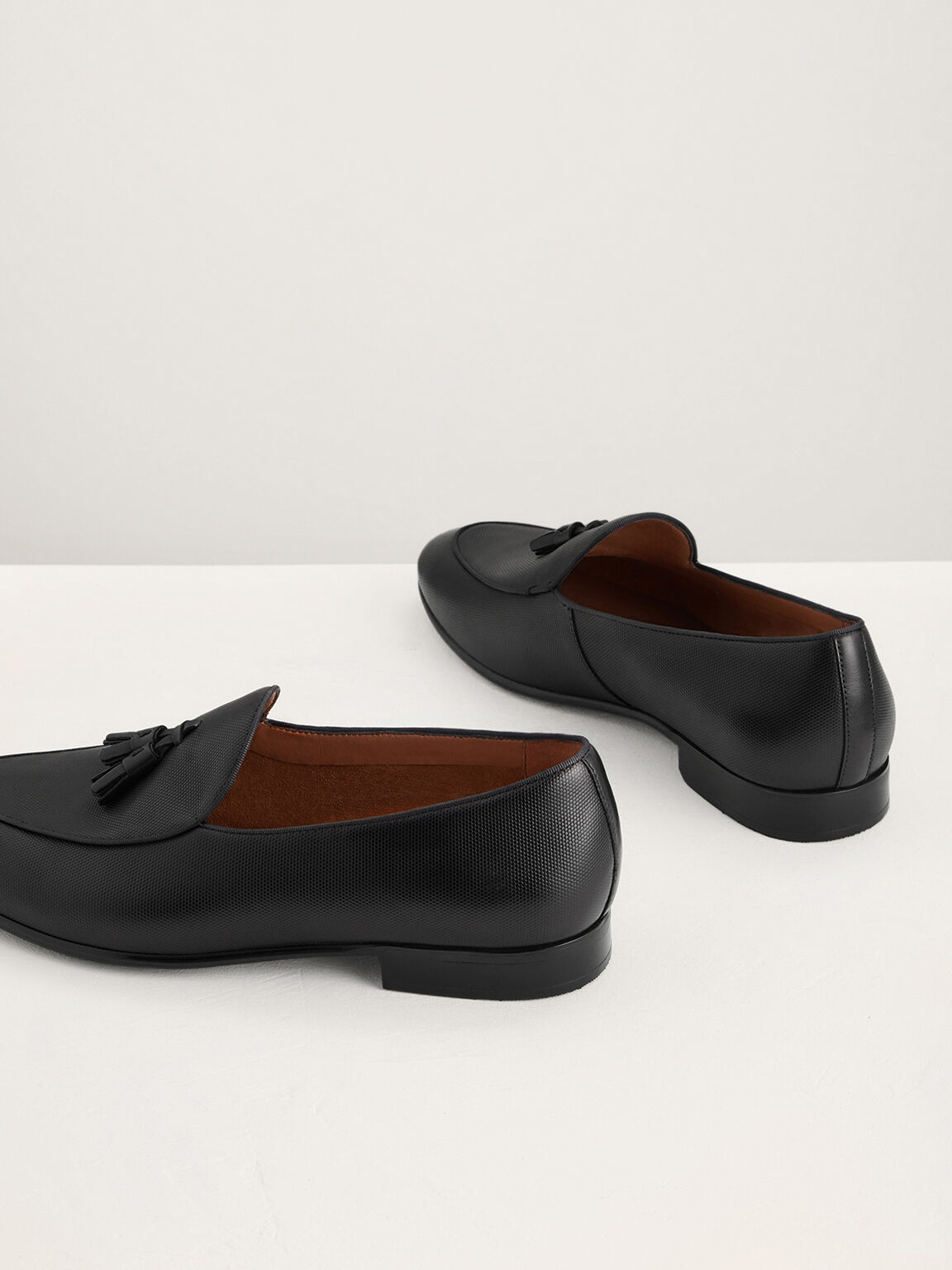 Leather Tasselled Loafers, Black