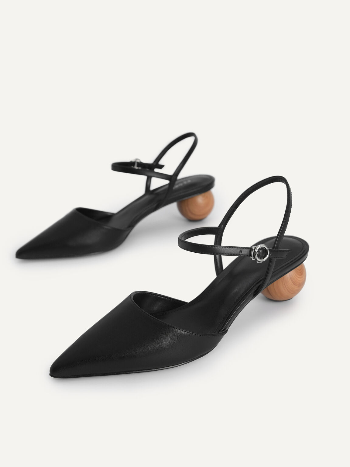 Leather Pointed Toe Heels, Black