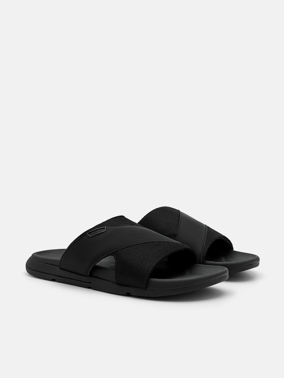 Black Mesh Slide Sandals - PEDRO International