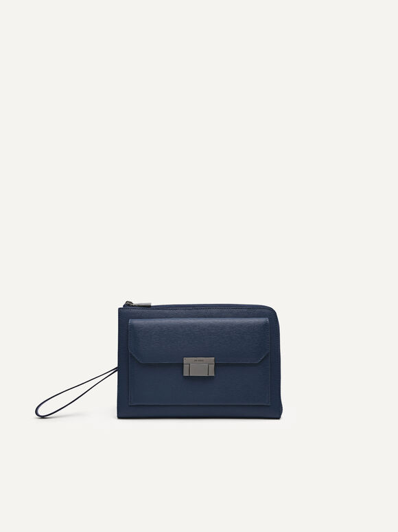 Henry Leather Clutch Bag, Navy