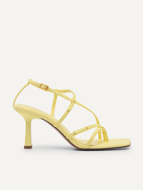 Strappy Heeled Sandals, Light Yellow