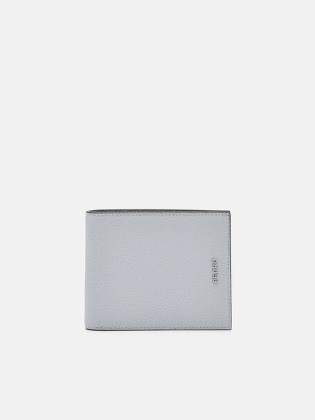 Embossed Leather Bi-Fold Wallet with Insert, Light Grey
