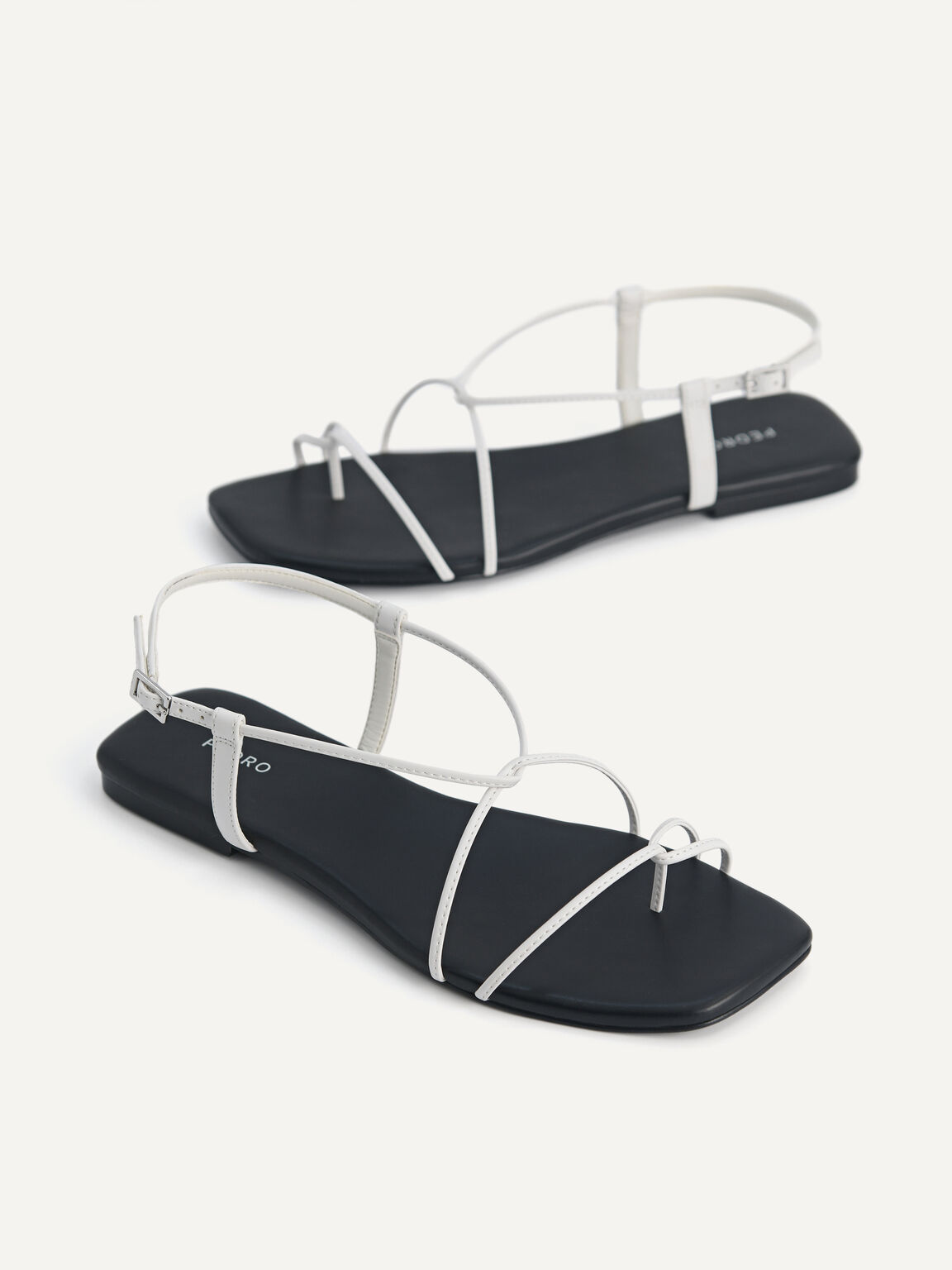 Criss Cross Toe Loop Sandals, White