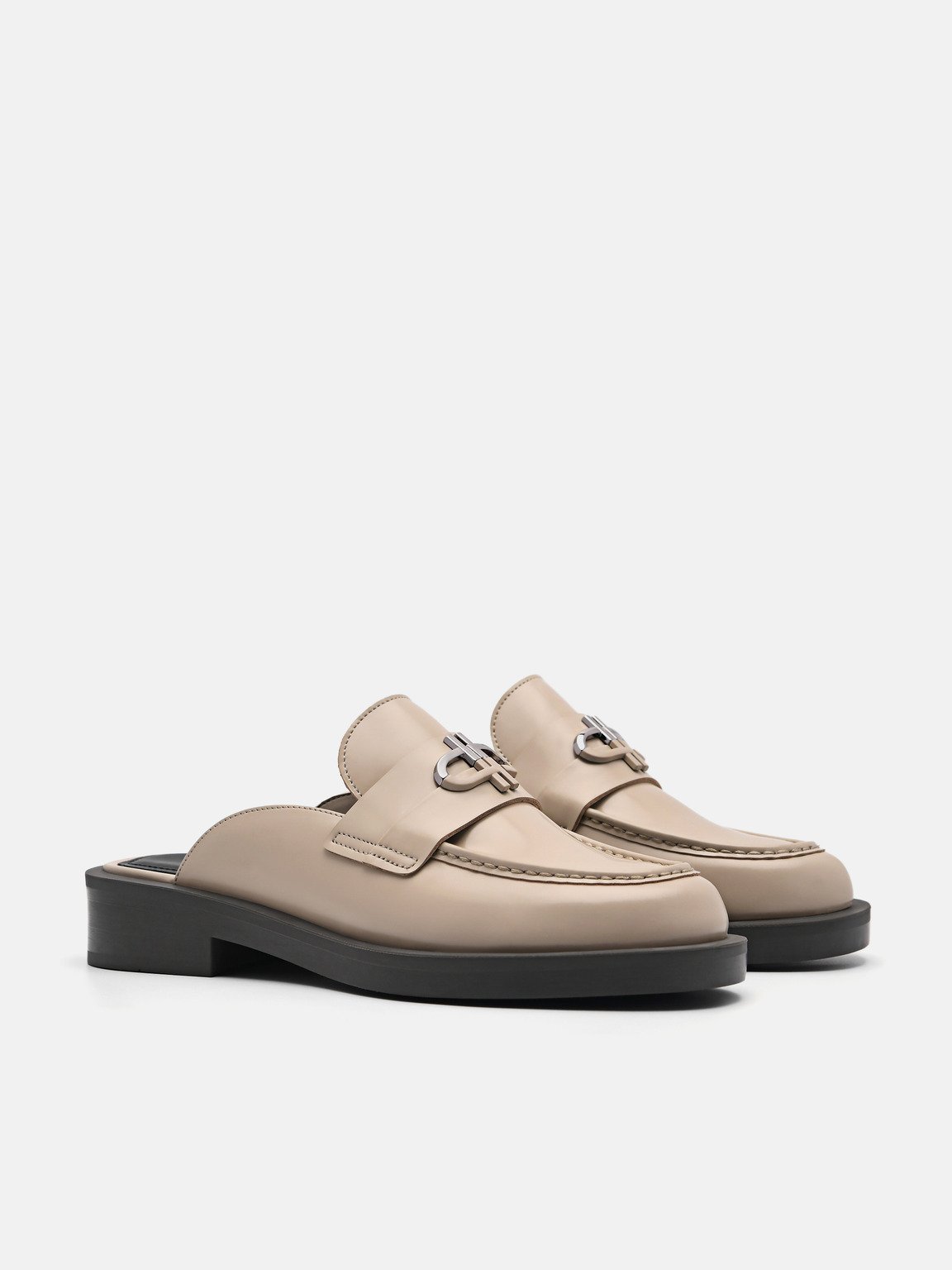 PEDRO Icon Leather Mules, Taupe