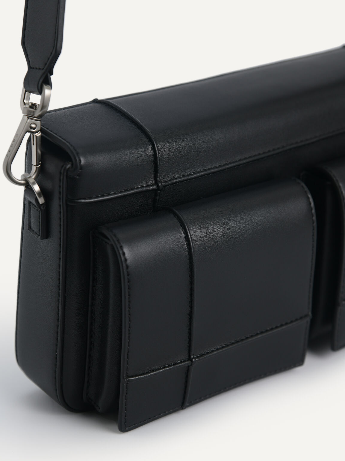 Utility Structured Shoulder Bag, Black