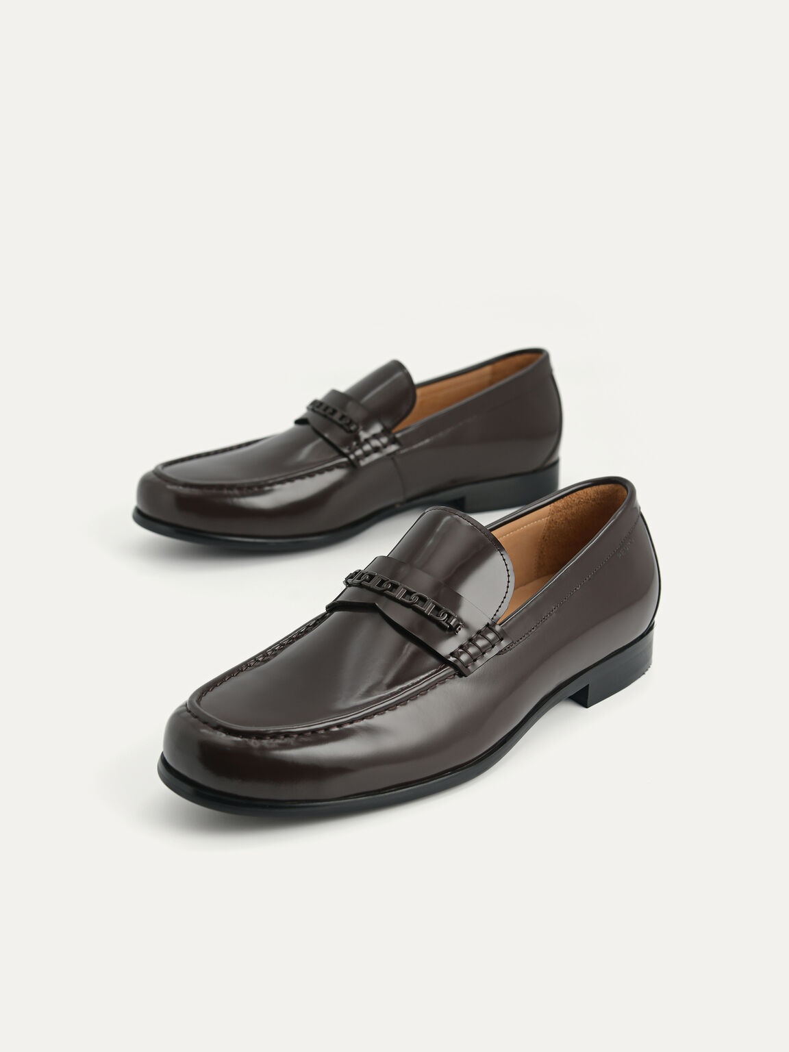 Icon Leather Penny Loafers, Dark Brown, hi-res