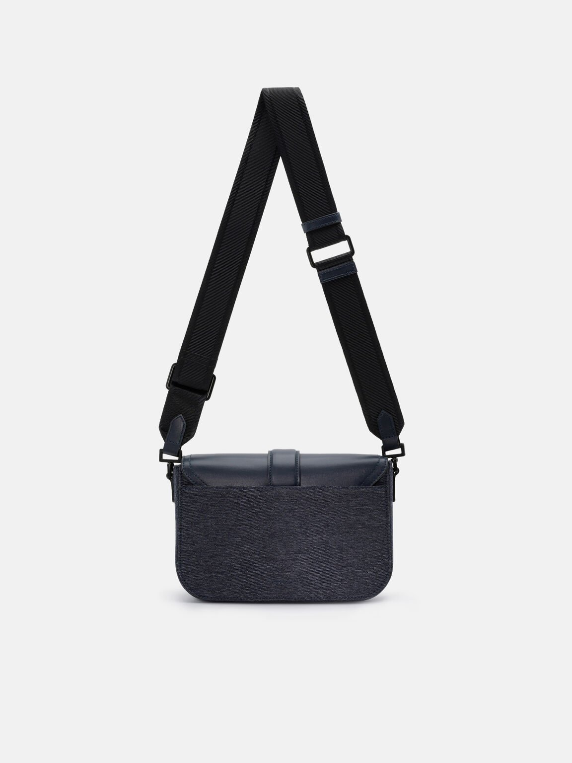 Tex Leather Crossbody Bag, Navy Fabric