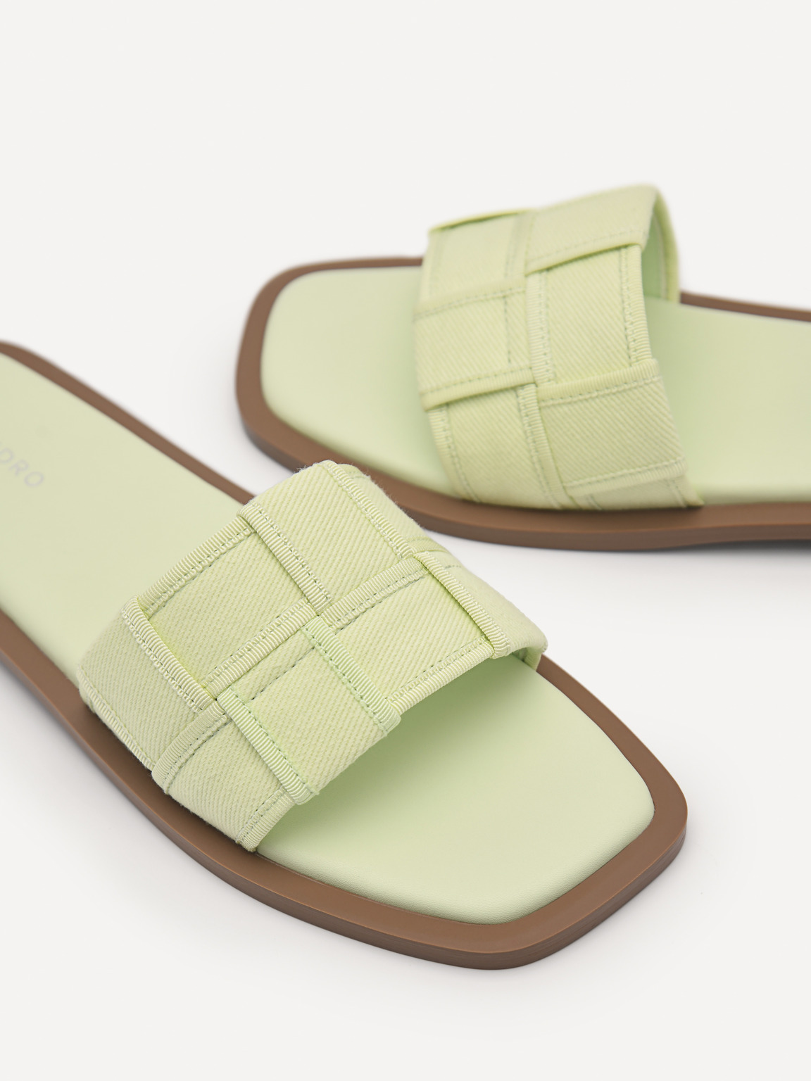 Ibiza Woven Slip-On Sandals, Light Green
