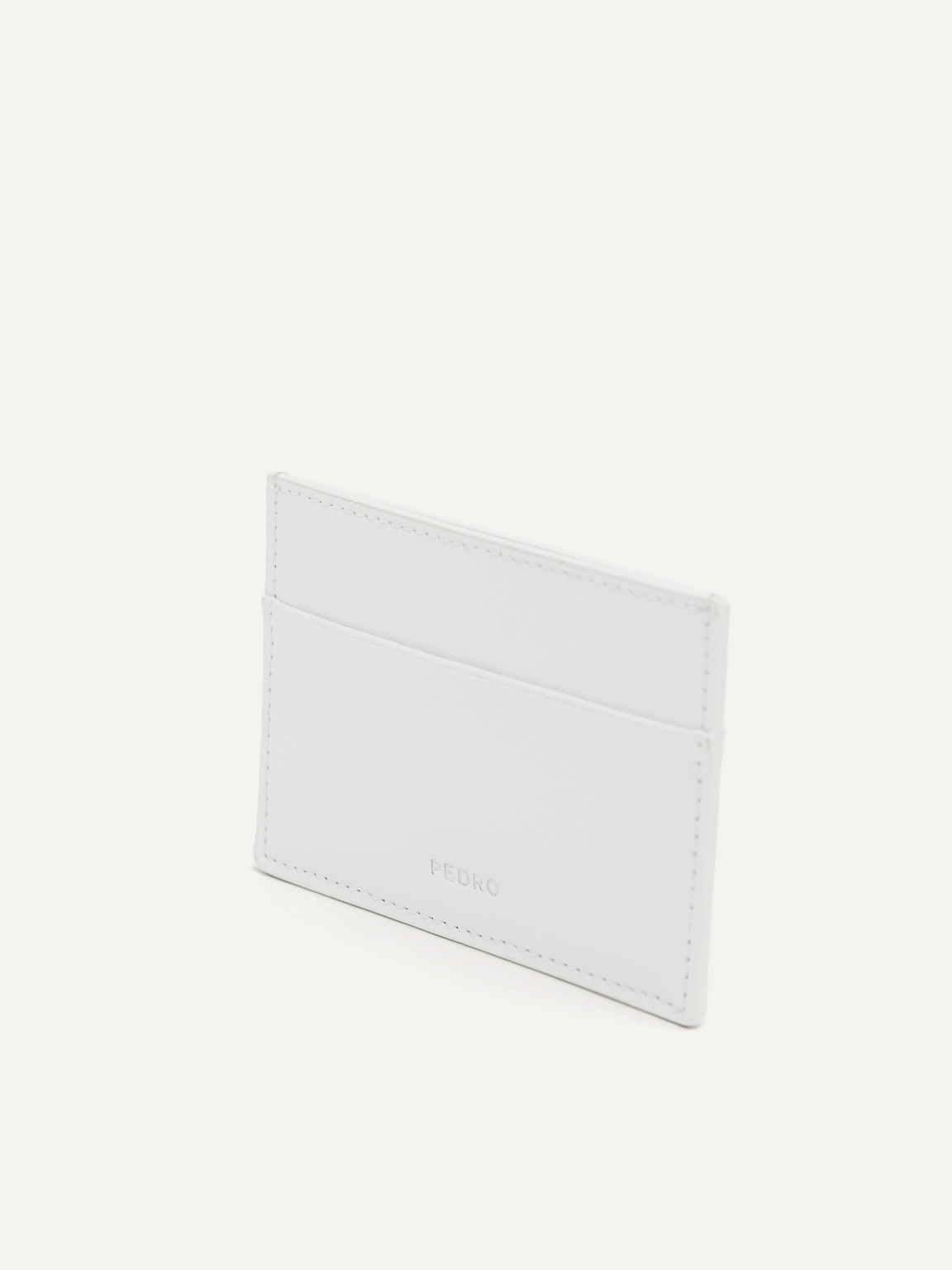 Cris-Cross Pattern Leather Cardholder, White