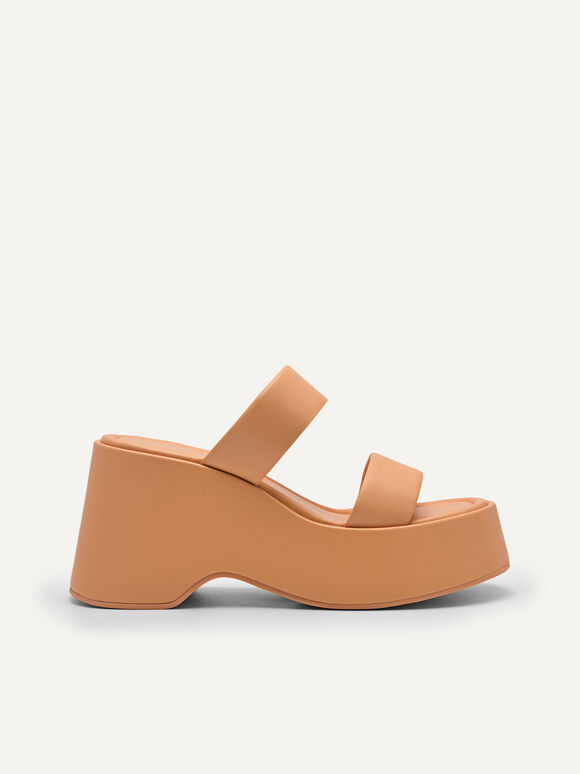 Bianca Wedge Sandals, Light Orange