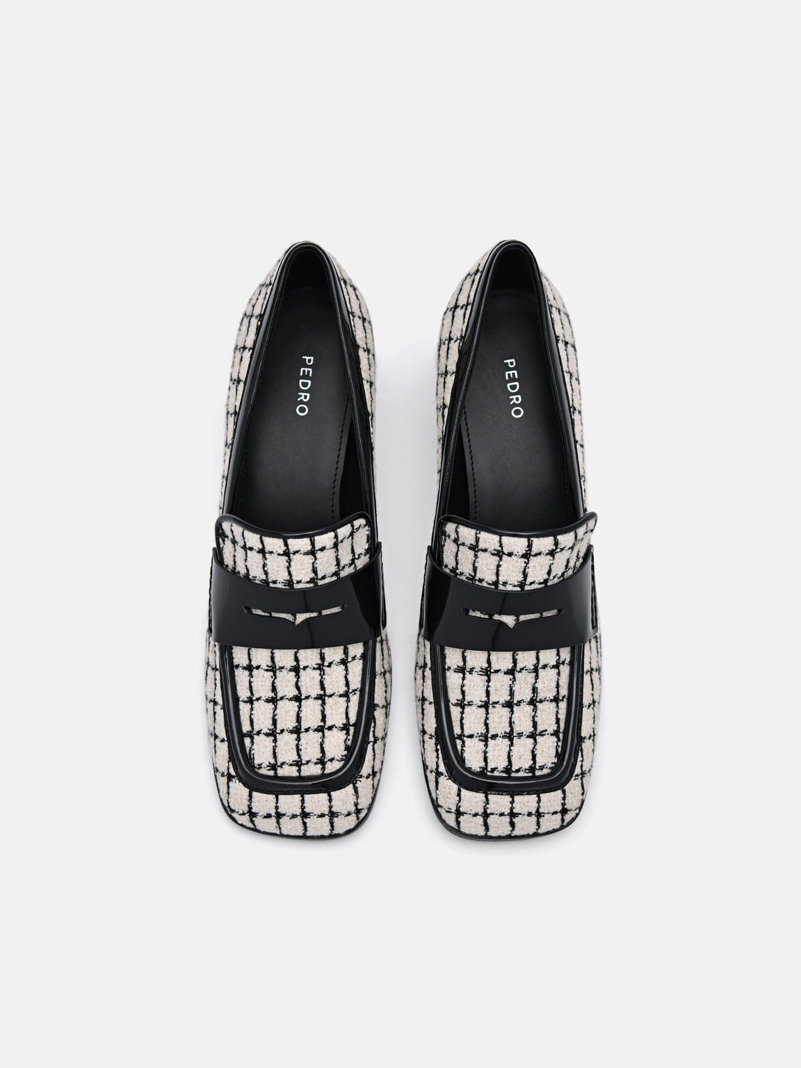 Maggie Leather Tweed Loafers, Chalk