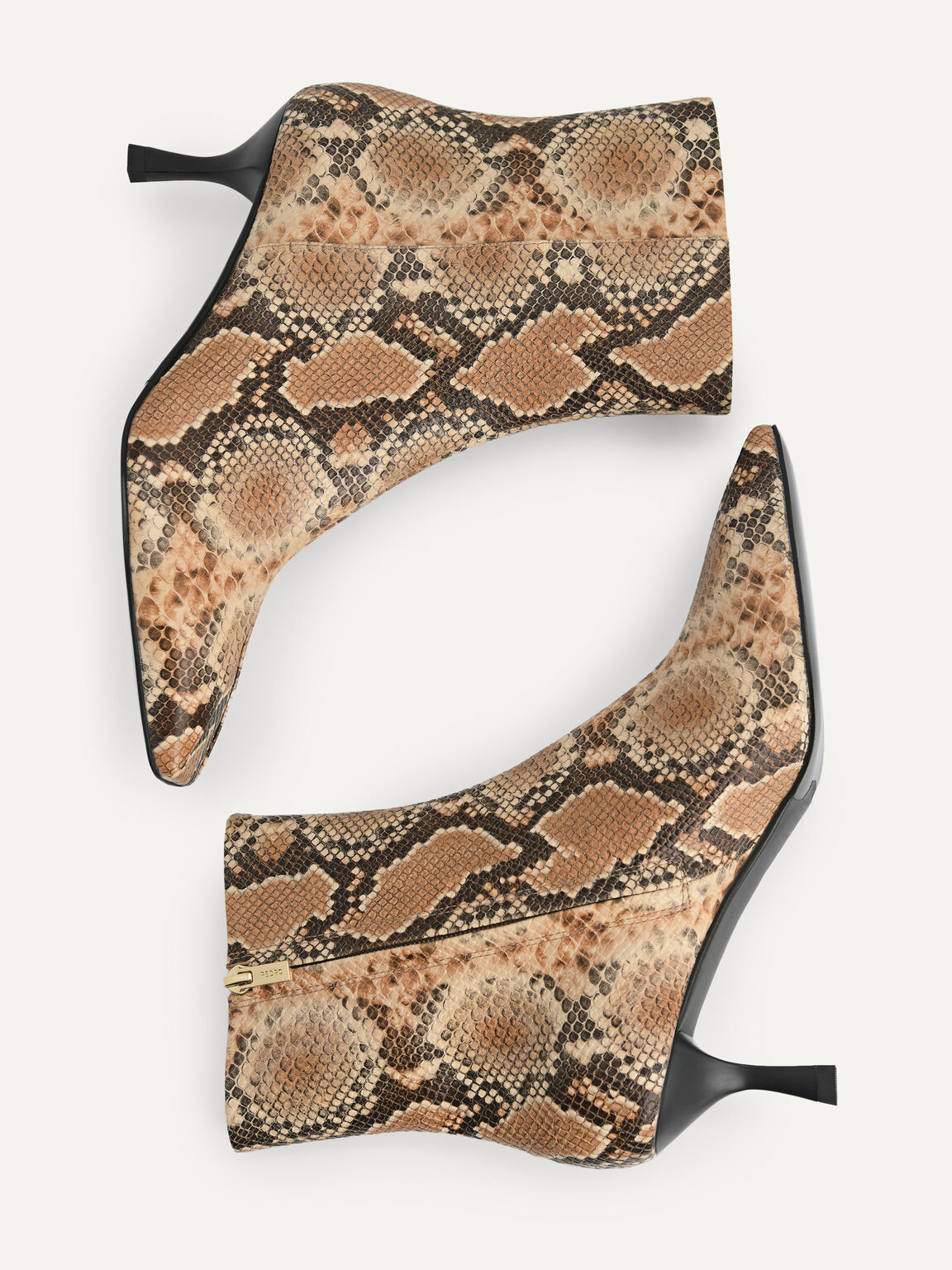 Snake-Effect Square-Toe Heeled Ankle Boots, Multi