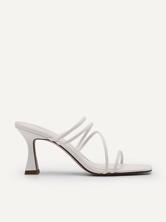 Strappy Heel Sandals - White, White