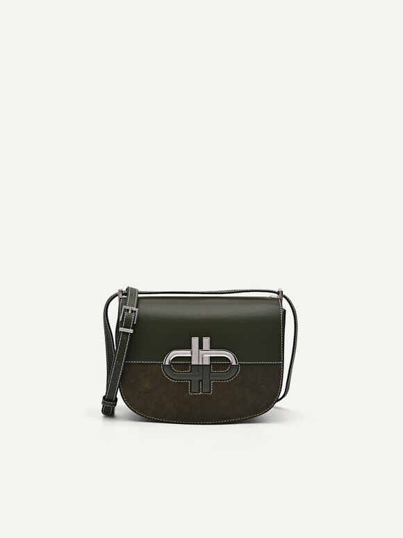 PEDRO Icon Leather Shoulder Bag, Military Green