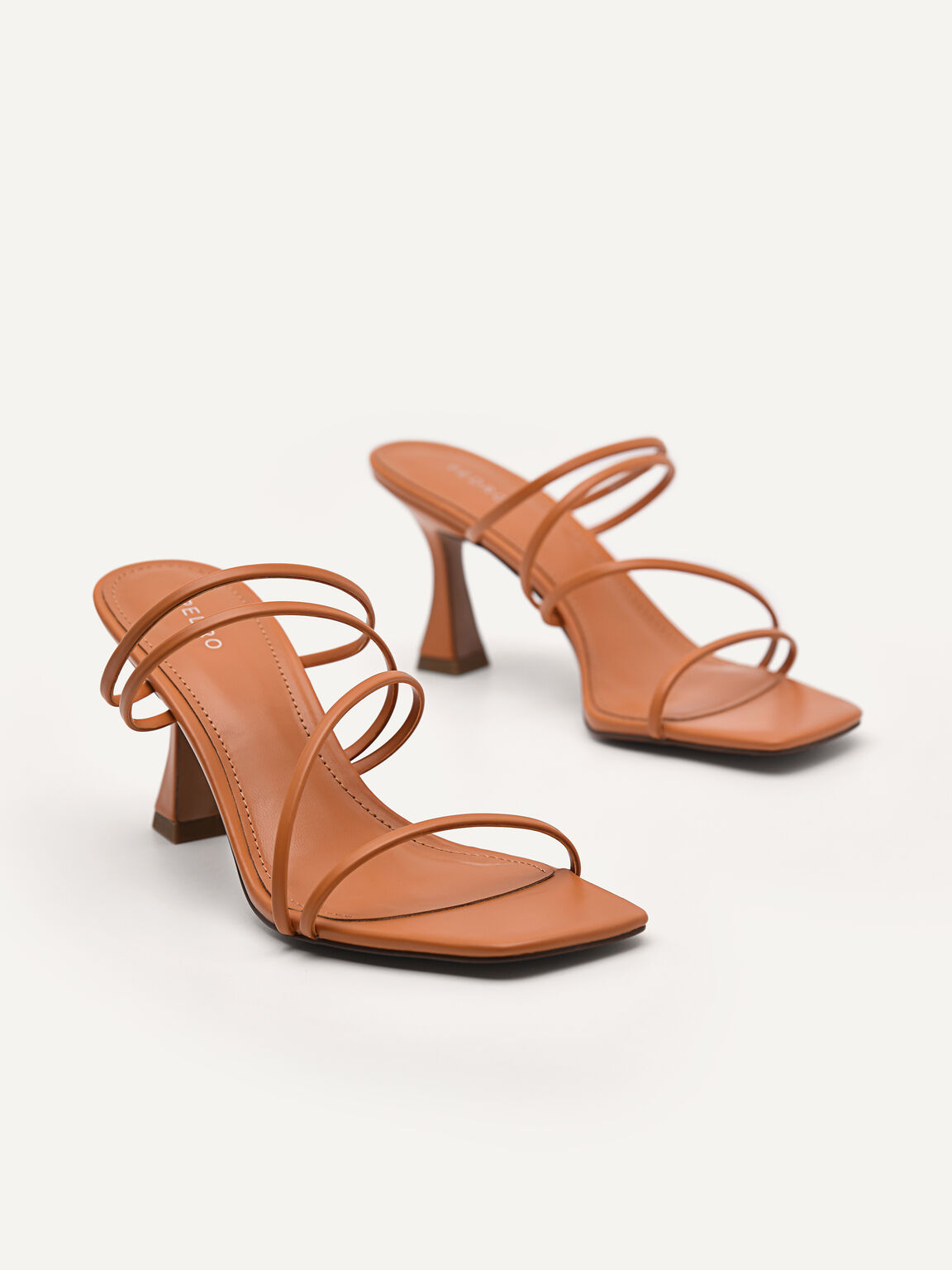 Strappy Heeled Sandals - Orange, Orange
