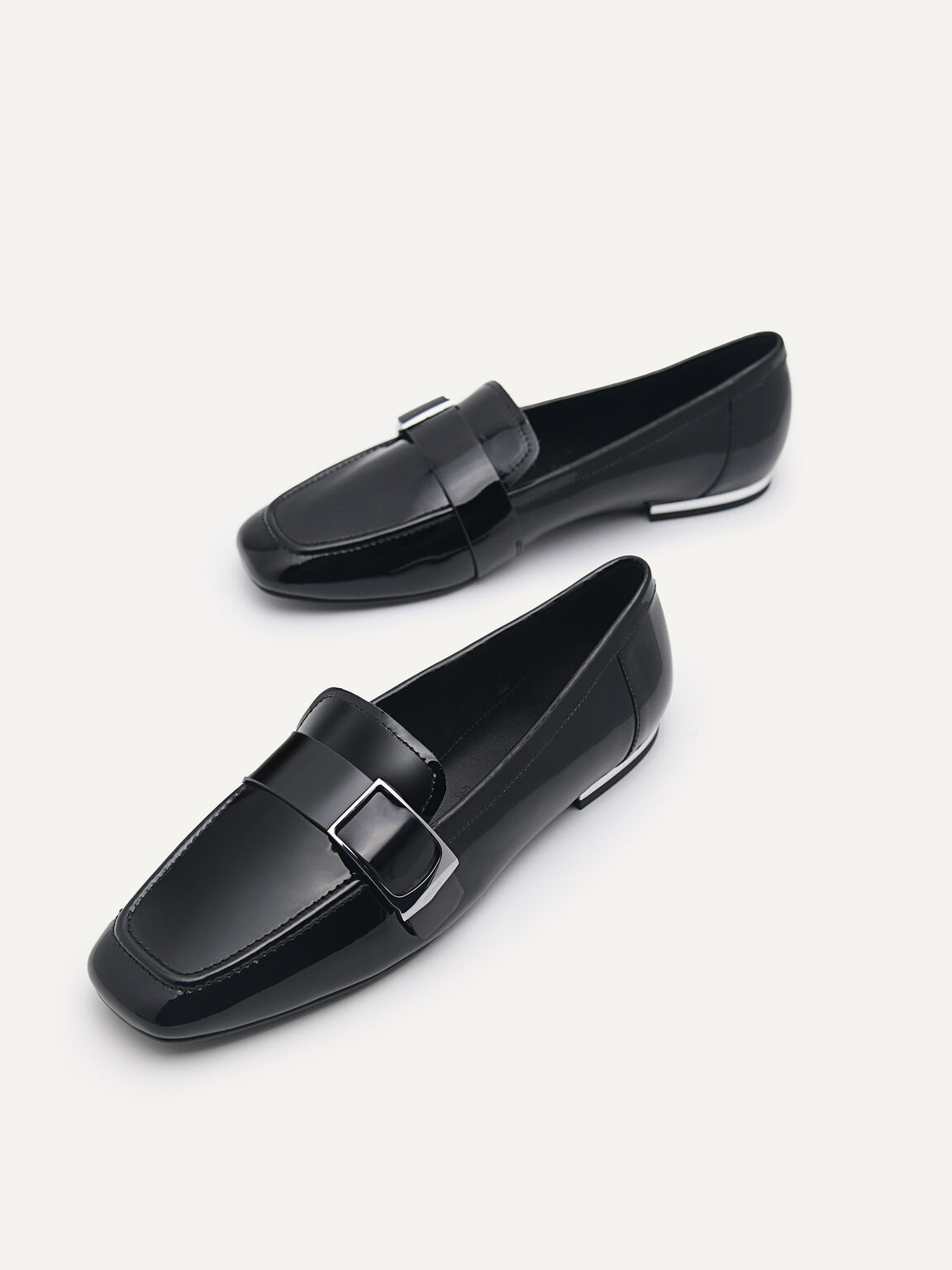 Patent Leather Loafers, Black, hi-res