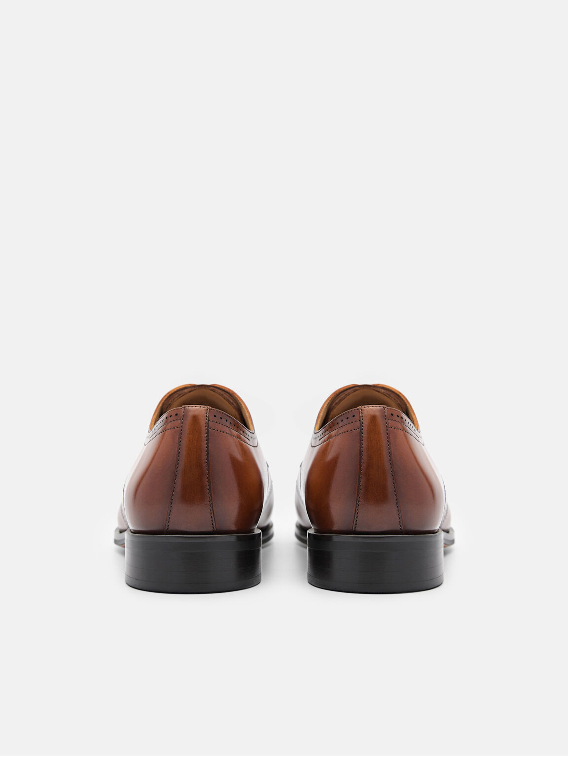 Leather Brogue Derby Shoes, Cognac