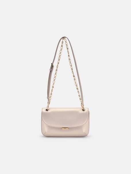 Mini Chainlink Shoulder Bag, Champagne