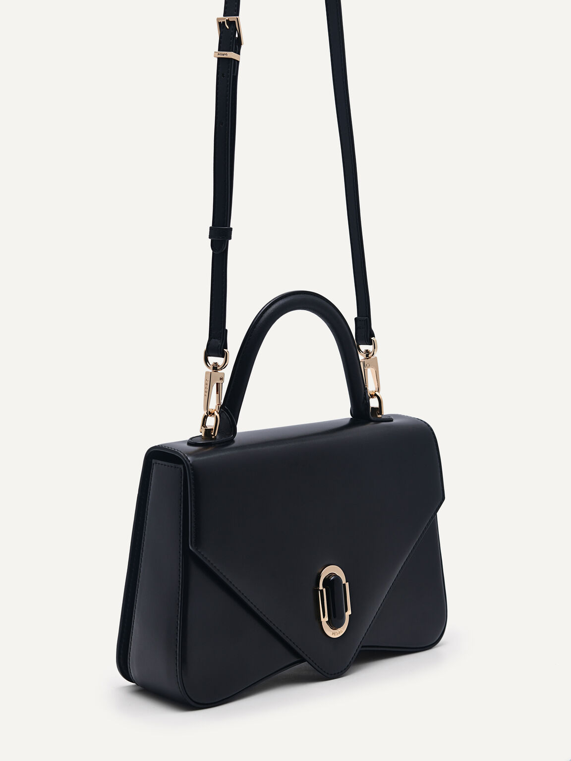 Zenith Leather Handbag, Black