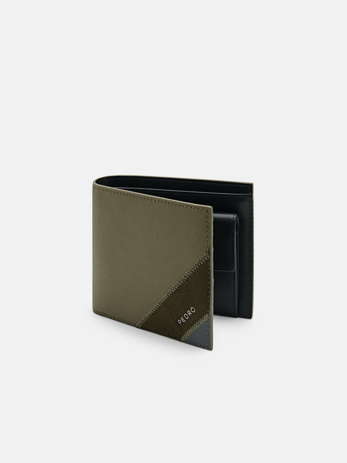 Leather Bi-Fold Coin Wallet, Military Green