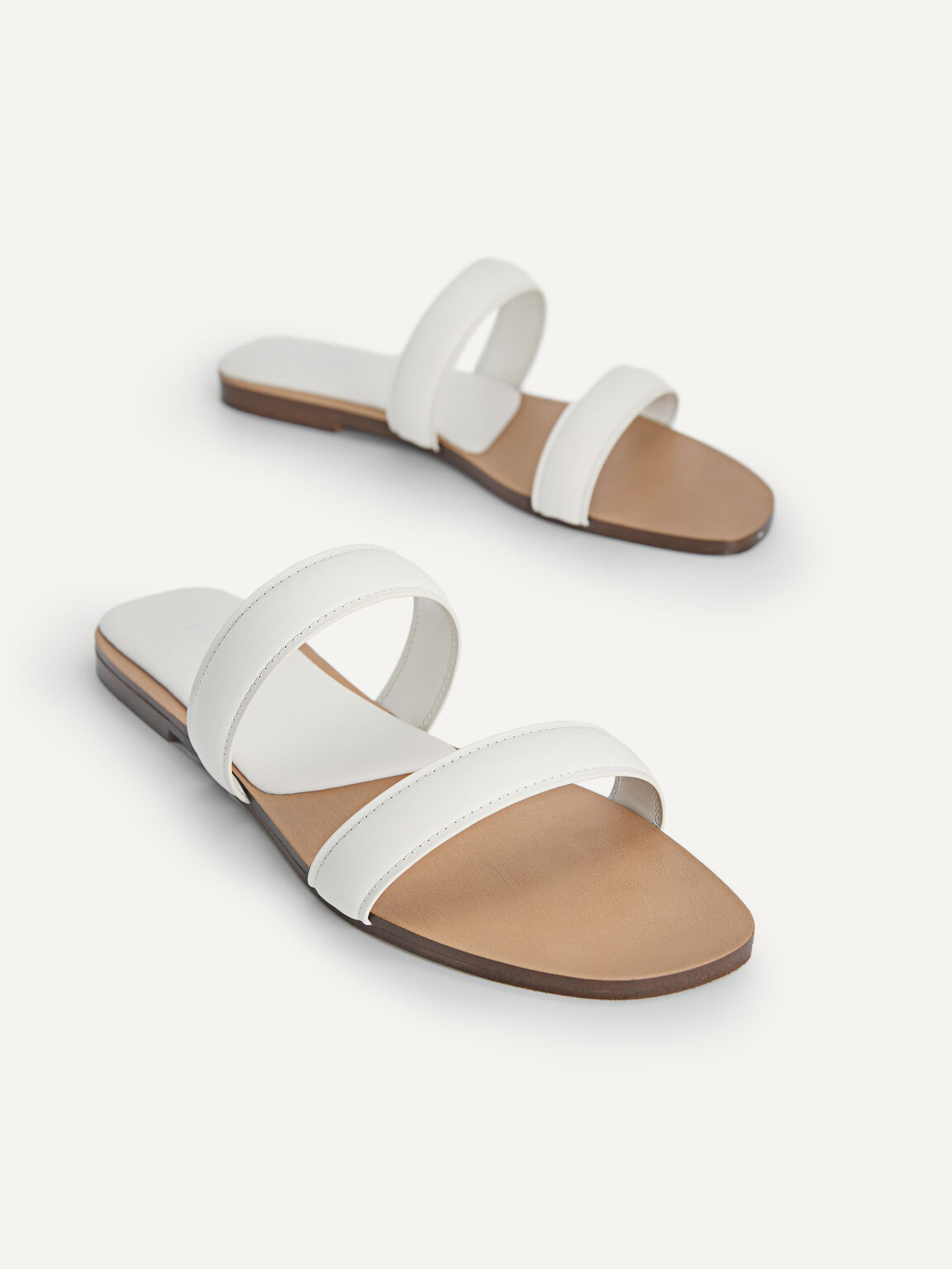 Double Strap Slip-On Sandals, Chalk, hi-res