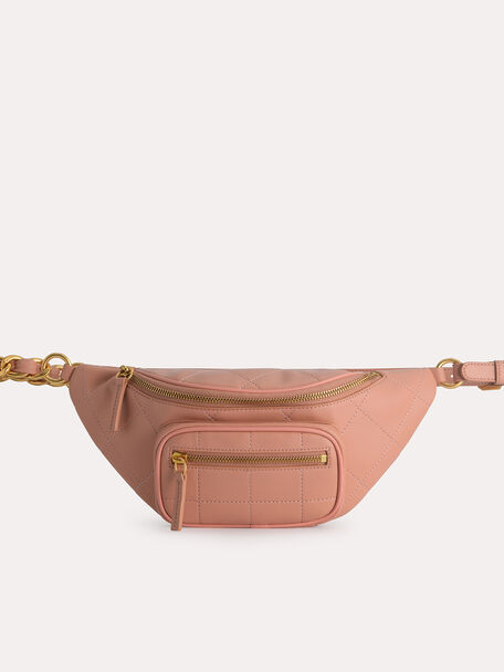 Quilted Sling Bag, Nude