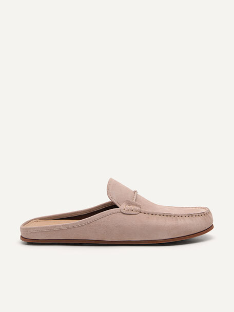 Suede Slip-On Loafers, Taupe