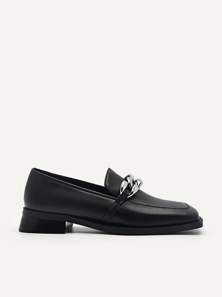 Lyra Leather Loafers, Black