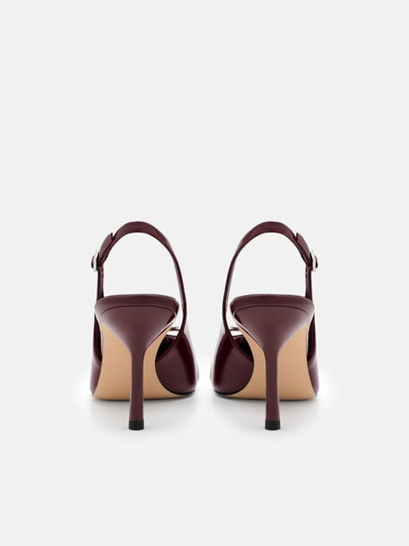 Jeanine Patent Leather Heel Slingback Pumps, Burgundy Patent