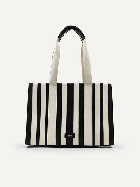 Stripe Tote Bag, Black