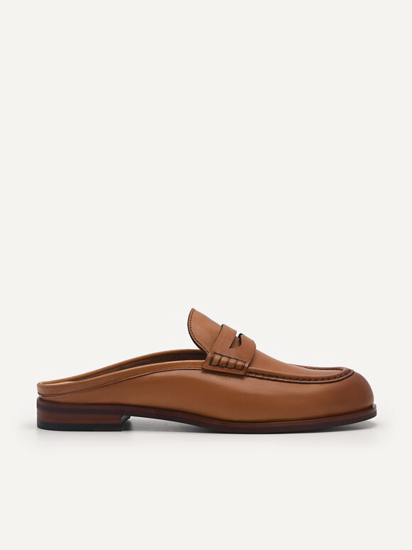 Blake Leather Penny Loafer Mules, Camel