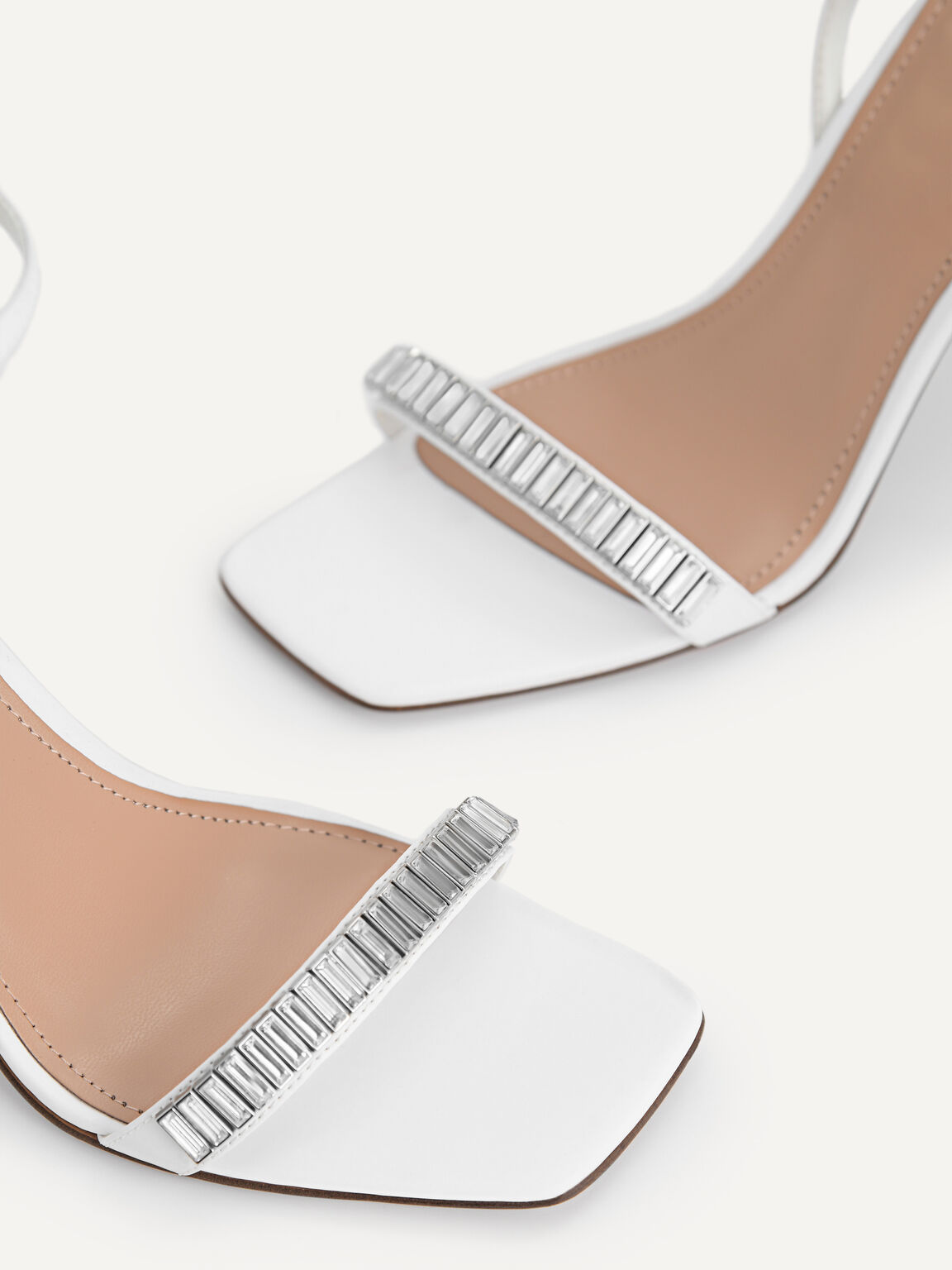 Sparkle Detailed High Heeled Sandals, White, hi-res