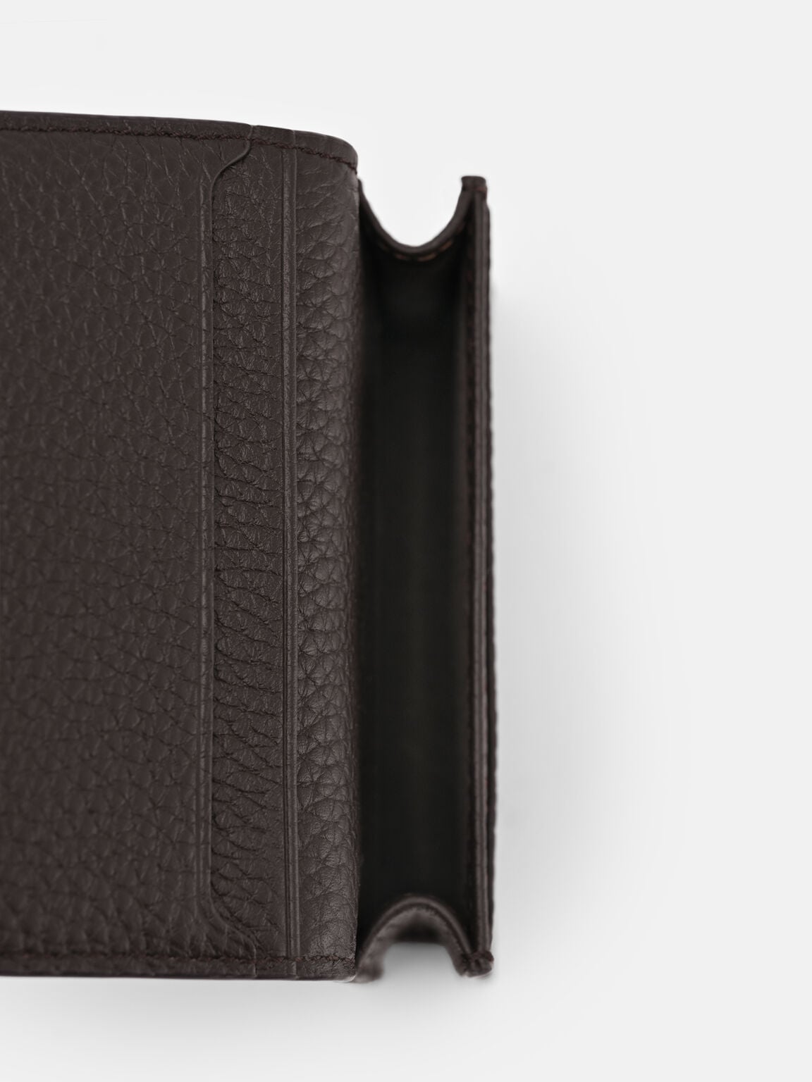 Tumbled Leather Bi-Fold Card Holder, Espresso Brown Tumble