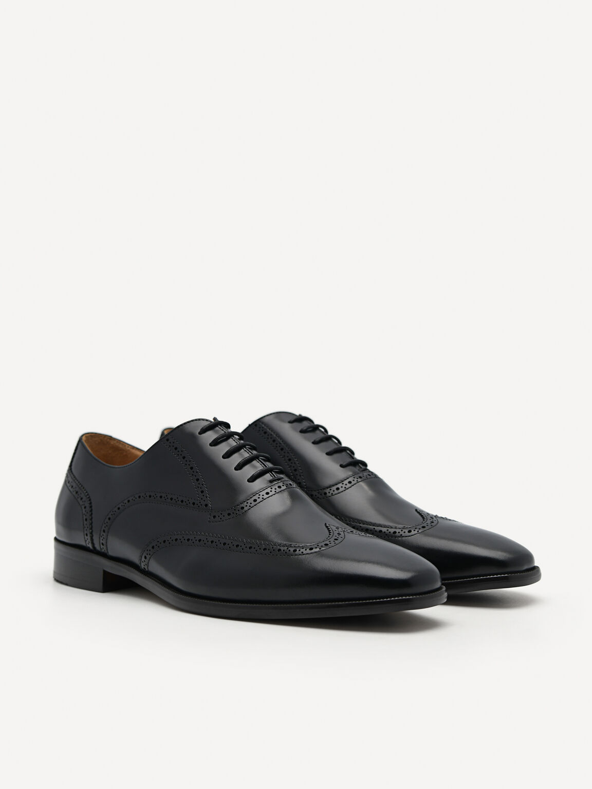 Black Baker Leather Oxford Shoes, Black