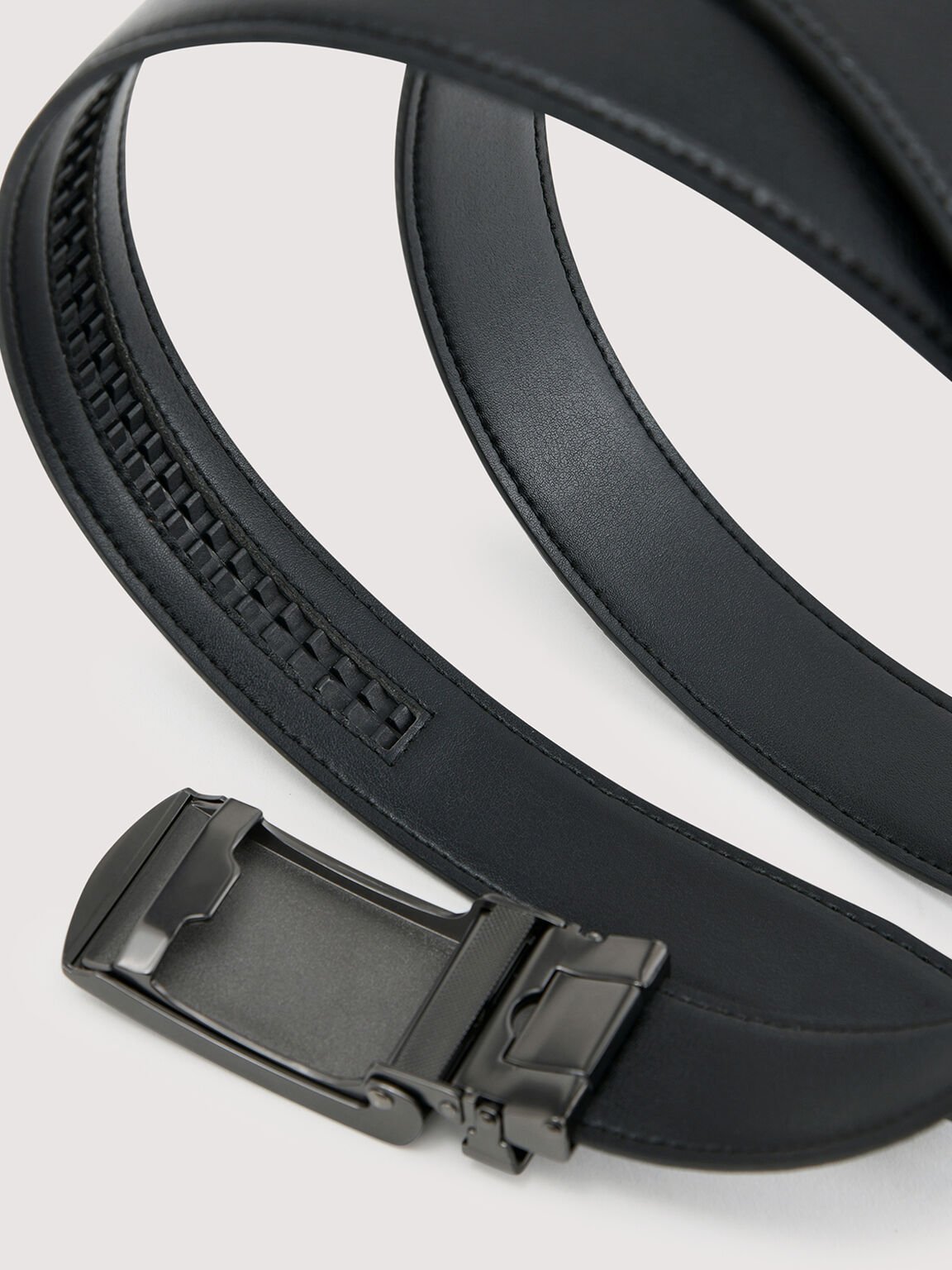 Leather Automatic Tang Belt, Black, hi-res