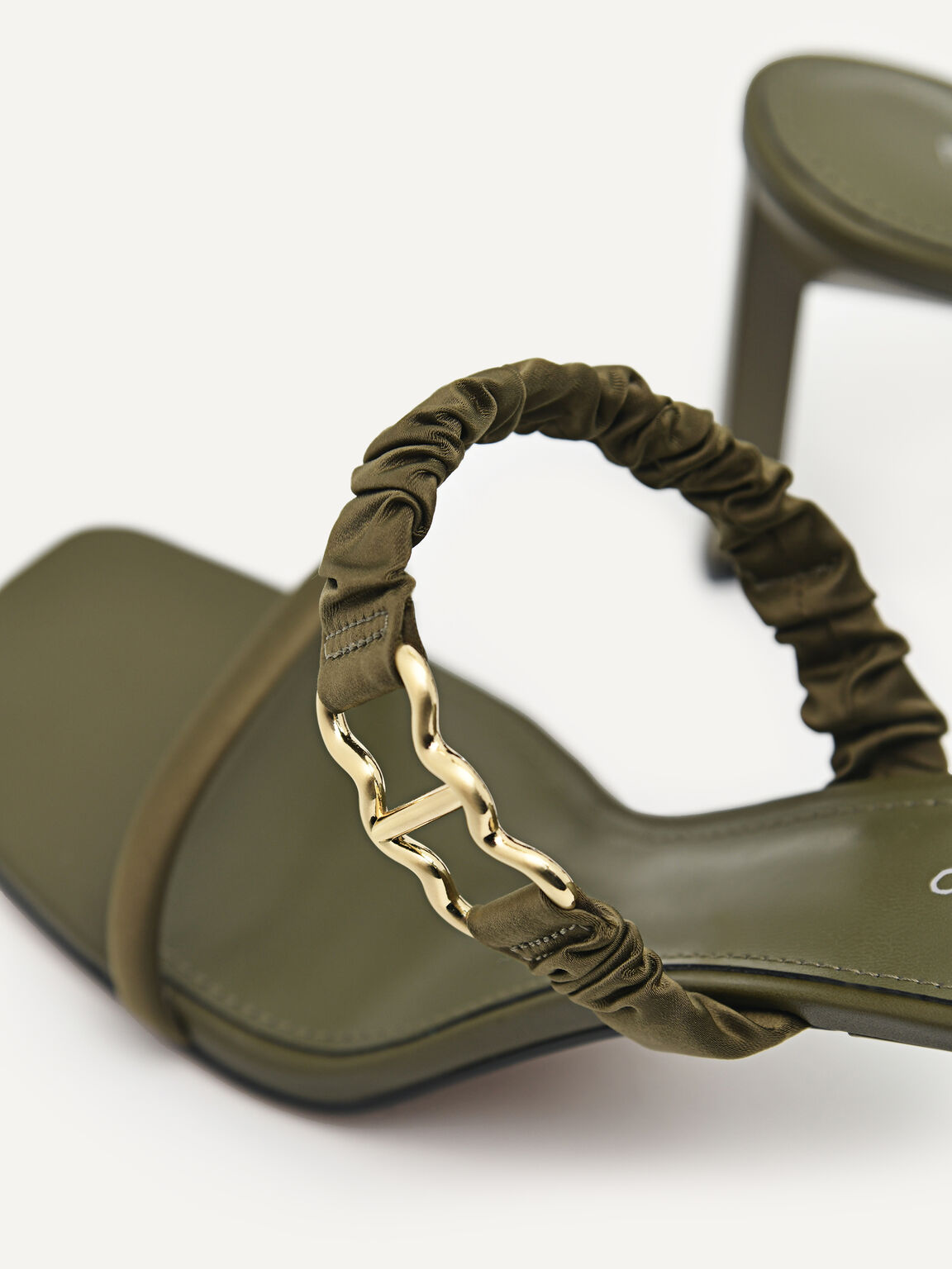 Double Strap Heeled Sandals, Military Green