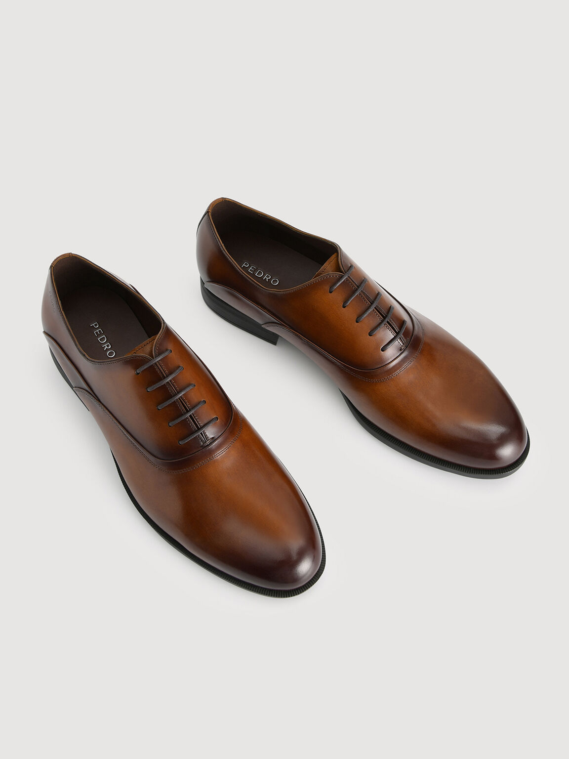 Lightweight Leather Oxford Shoes, Cognac