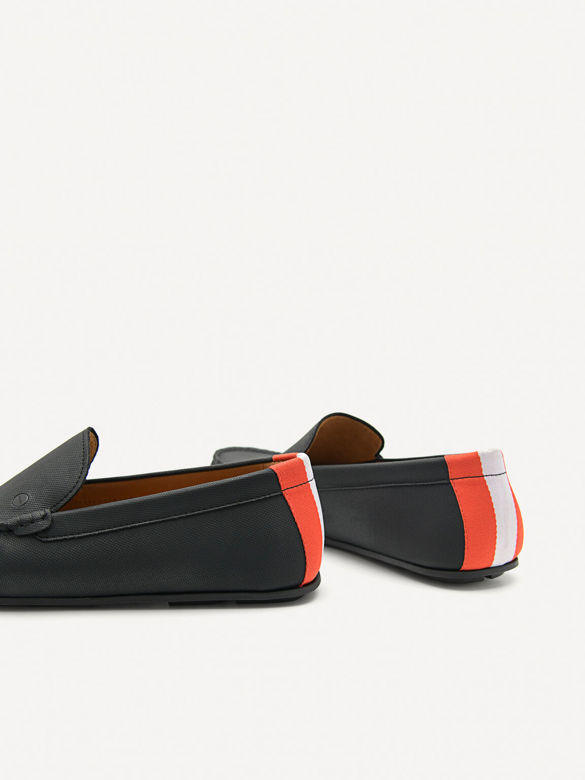 Leather & Fabric Slip-On Loafers, Black
