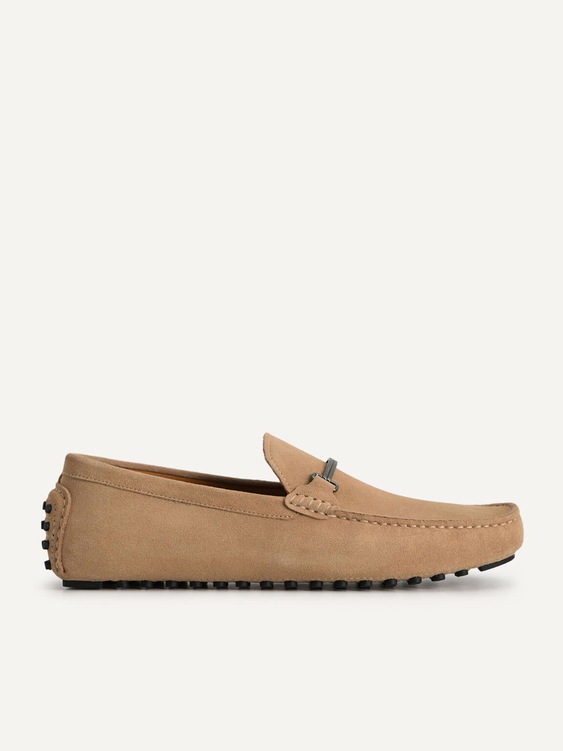 Suede Moccasins with Metal Bit, Sand