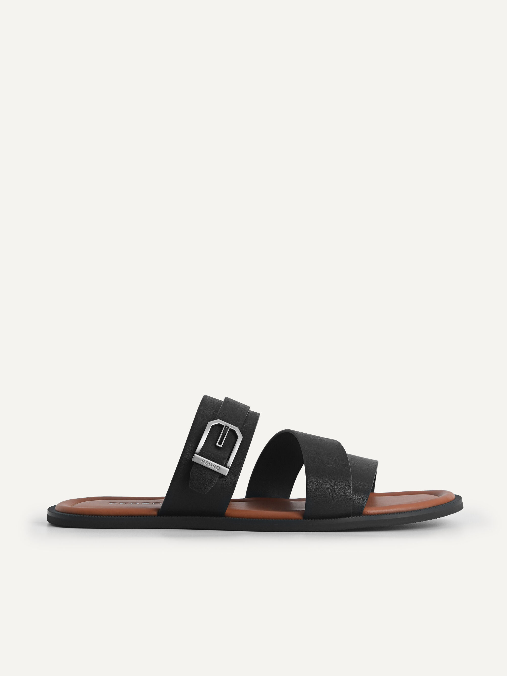 black strappy slides