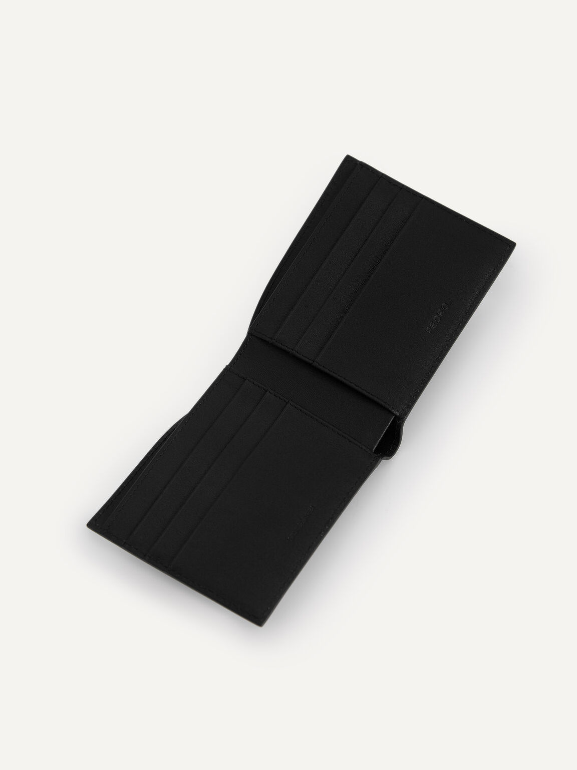 Black Textured Leather Bi-Fold Wallet With Insert - PEDRO EU