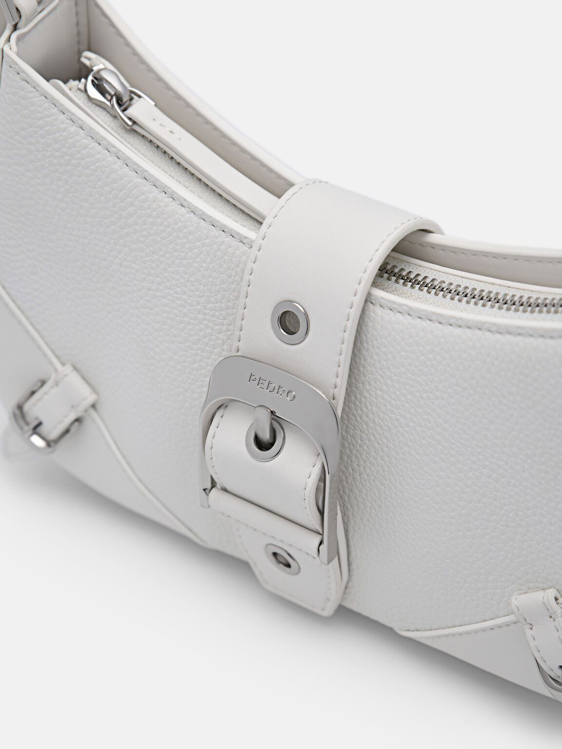 Helix Leather Shoulder Bag, White