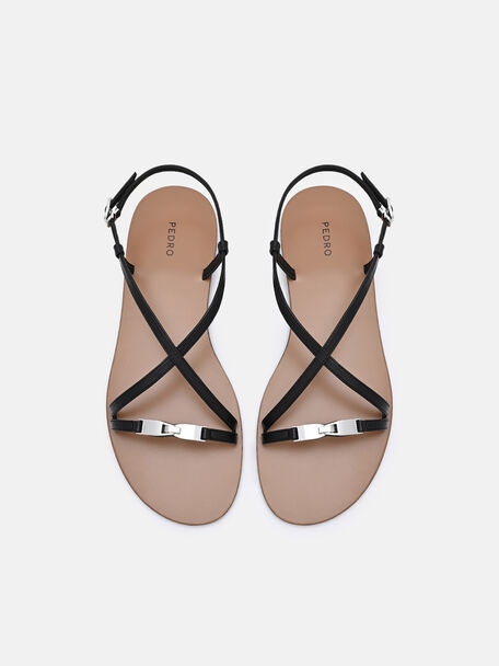 Hitch Ankle Strap Sandals, Black