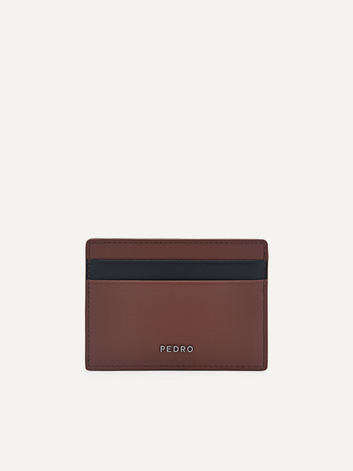 Leather Flat Card Holder, Brown