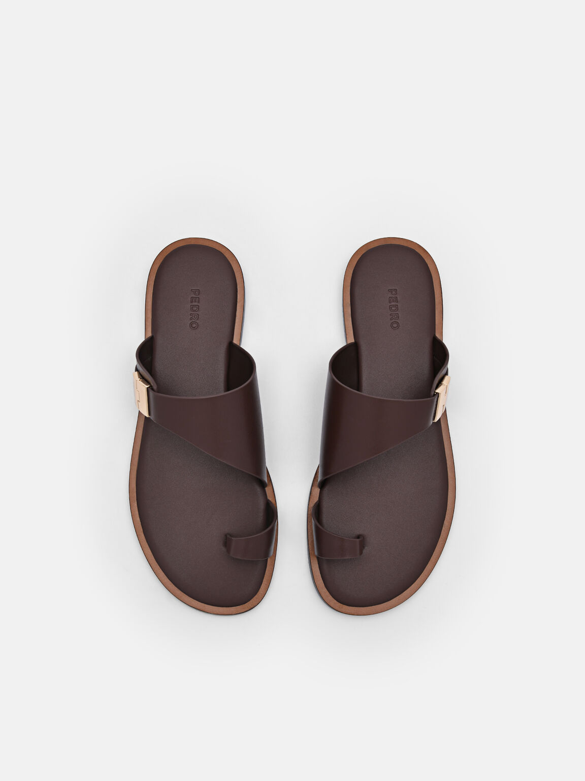 Jatte Leather Sandals, Dark Brown